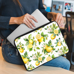Housse Pour Ordinateur Portable Motif citron, Fleurs de citron, Feuilles, Citrus