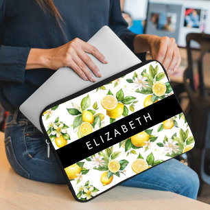 Housse Pour Ordinateur Portable Motif citron, Fleurs de citron, Feuilles, Votre No