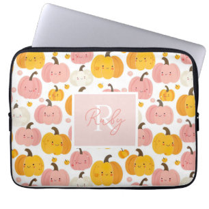 Housse Pour Ordinateur Portable Motif Citrouille aquarelle avec nom