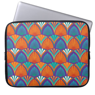 Housse Pour Ordinateur Portable Motif clair géométrique avec feuilles de palmiers,