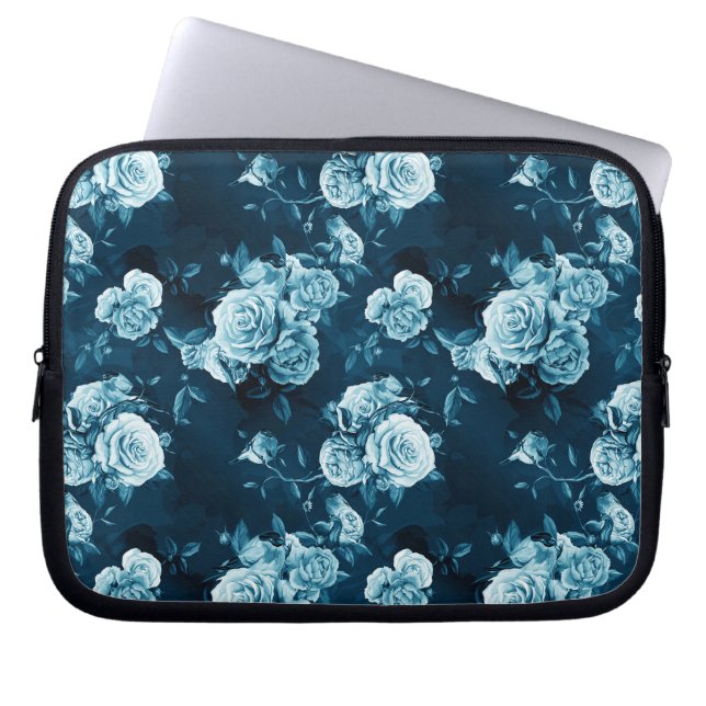 Housse Pour Ordinateur Portable Motif classique de rose de bleu (Devant)