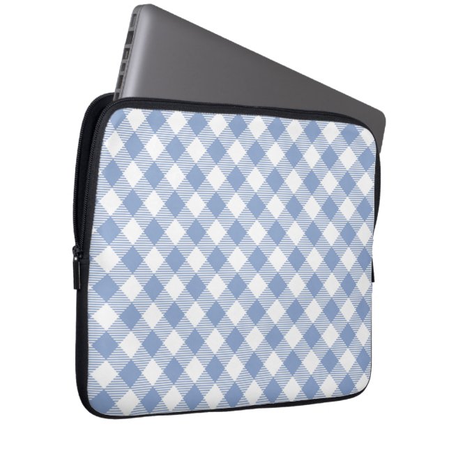Housse Pour Ordinateur Portable Motif classique En vichy bleu coché (Devant droit)