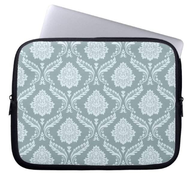 Housse Pour Ordinateur Portable Motif damassé rococo Canard bleu sarcelle (Devant)