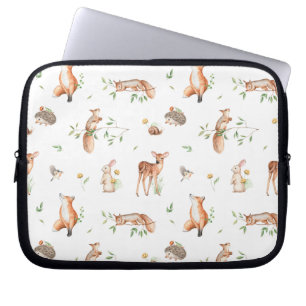 Housse Pour Ordinateur Portable Motif d'amis animaux de bois mignon