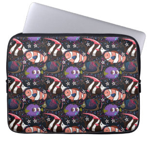 Housse Pour Ordinateur Portable Motif d'animaux aquatiques vie sous-marine océan
