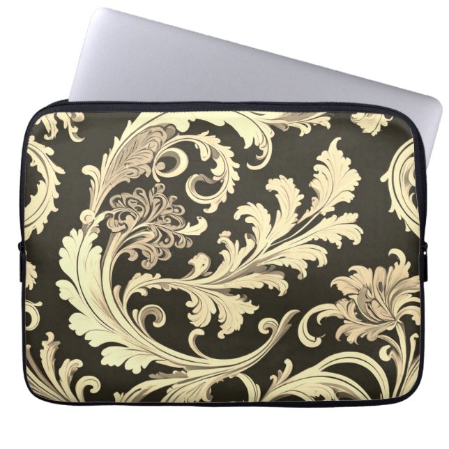 Housse Pour Ordinateur Portable Motif d'antiquités Brown Fleur (Devant)