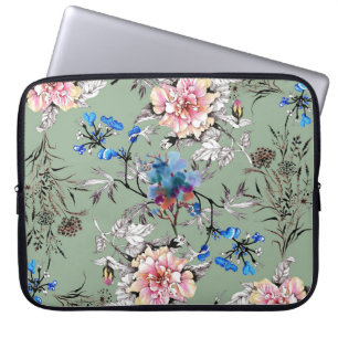 Housse Pour Ordinateur Portable Motif d'aquarelle Arrière - plan vert.