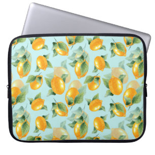 Housse Pour Ordinateur Portable Motif d'aquarelle avec citrons et feuilles. Seamel