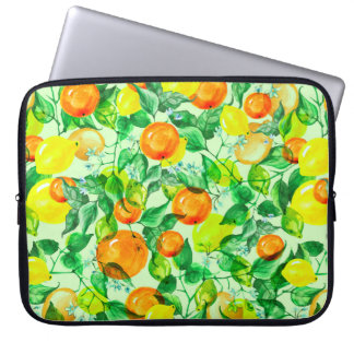 Housse Pour Ordinateur Portable Motif d'aquarelle vintage - Branche de citron ave