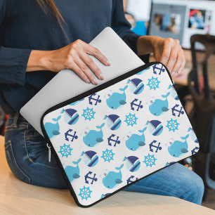 Housse Pour Ordinateur Portable Motif De Baleines, Beaux Baleines, Baleines Bleues