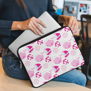 Housse Pour Ordinateur Portable Motif De Baleines, Beaux Baleines, Baleines Roses