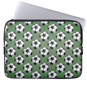 Housse Pour Ordinateur Portable Motif de balle de football noir et blanc