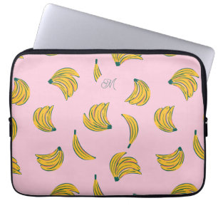 Housse Pour Ordinateur Portable Motif de banane rose monogramme