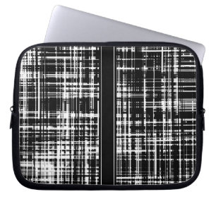 Housse Pour Ordinateur Portable Motif de bande Abstrait noir et blanc