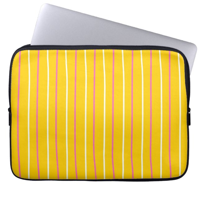 Housse Pour Ordinateur Portable Motif de bande verticale jaune (Devant)