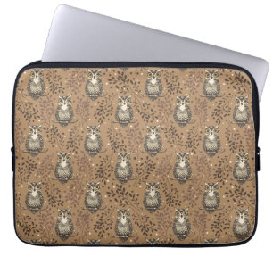 Housse Pour Ordinateur Portable Motif de bois illustré de Chouette Brown