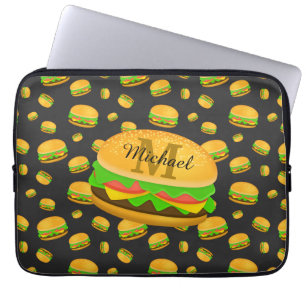 Housse Pour Ordinateur Portable Motif de burger délicieux cool et amusant Monogram