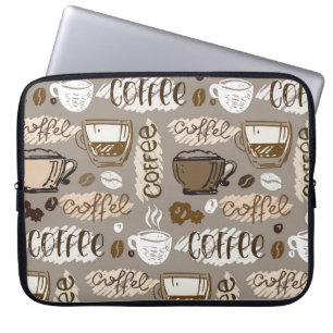 Housse Pour Ordinateur Portable Motif de café doodé à la main arrière - plan
