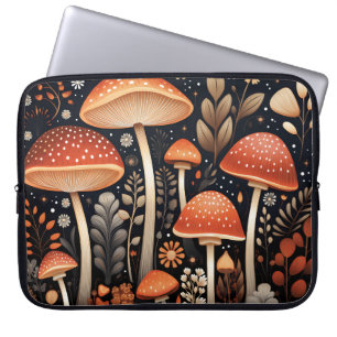Housse Pour Ordinateur Portable Motif de champignons Boho Woodland