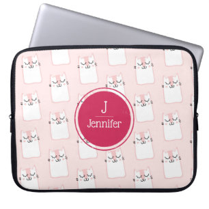 Housse Pour Ordinateur Portable Motif de chat de chaton dormant Monogramme