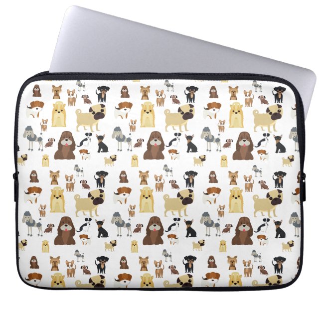 Housse Pour Ordinateur Portable motif de chiens arrière - plans blancs. (Devant)