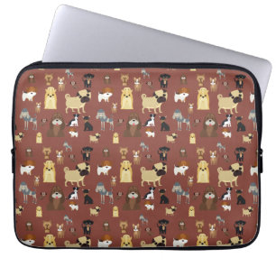 Housse Pour Ordinateur Portable motif de chiens arrière - plans marron.