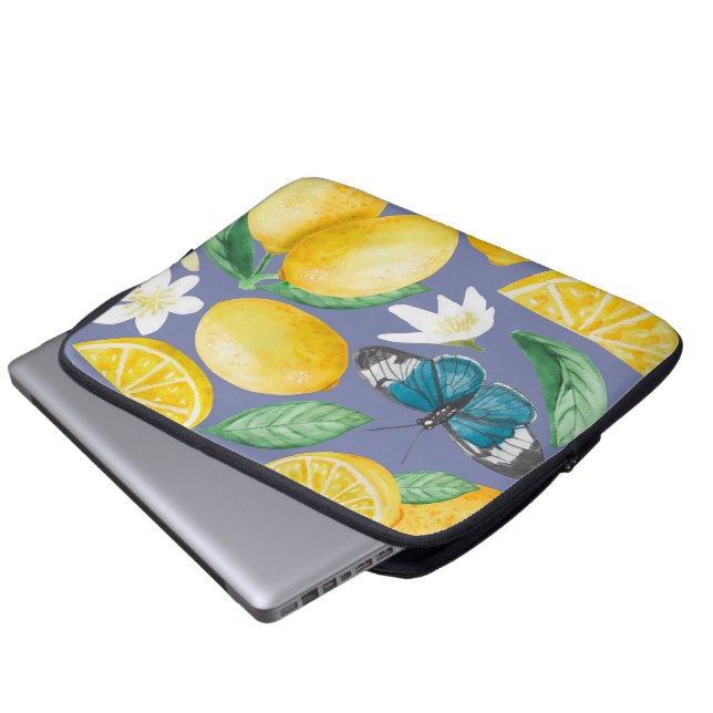 Housse Pour Ordinateur Portable motif de citron aquarelle (Devant bas)