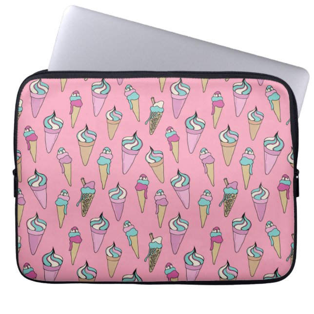 Housse Pour Ordinateur Portable Motif de cône de glace rose (Devant)