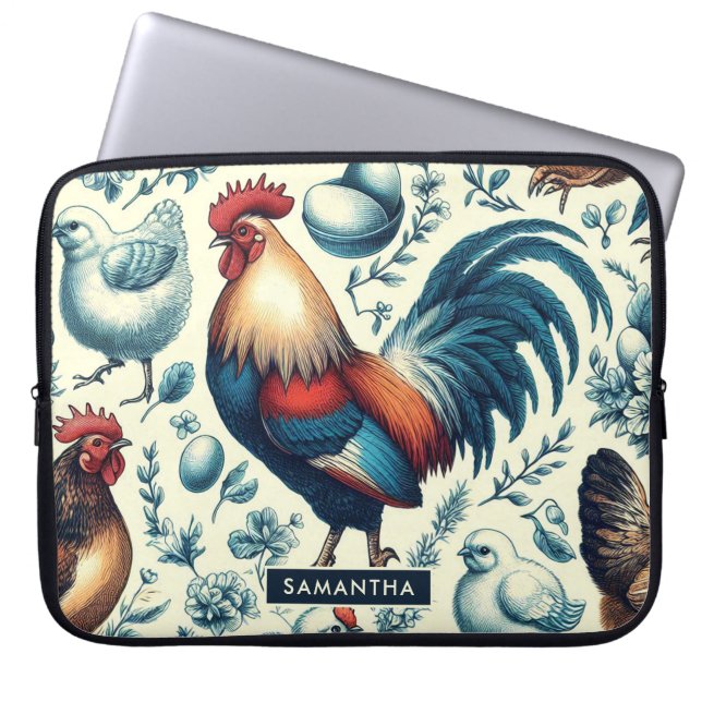 Housse Pour Ordinateur Portable Motif de coq de ferme Retro (Devant)