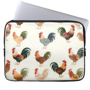 Housse Pour Ordinateur Portable Motif de coq vintage style de ferme