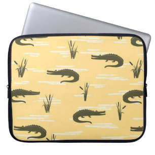 Housse Pour Ordinateur Portable Motif de crocodiles sans couture. Rangeur jaune vi