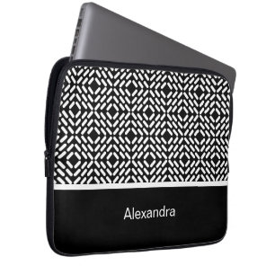 Housse Pour Ordinateur Portable Motif de cylindre noir et blanc