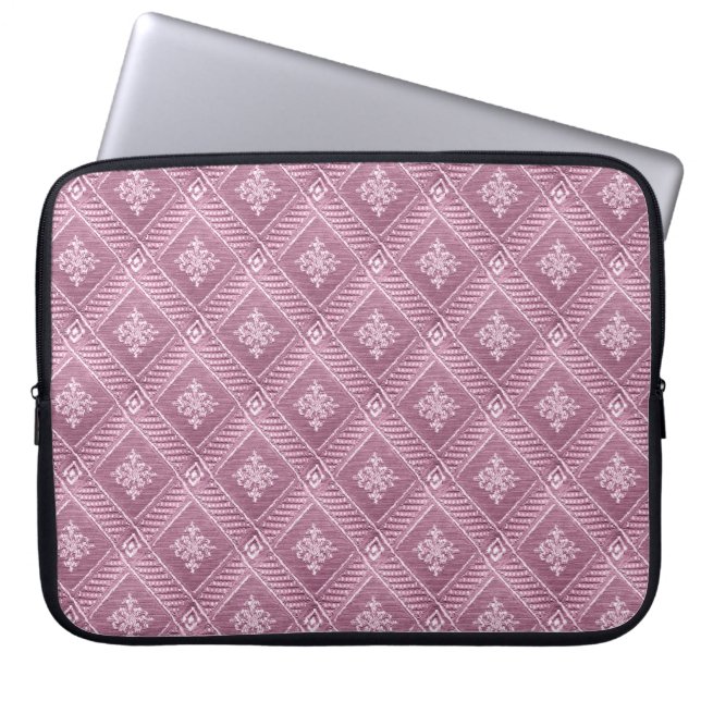 Housse Pour Ordinateur Portable Motif de Damas rose orchidée (Devant)