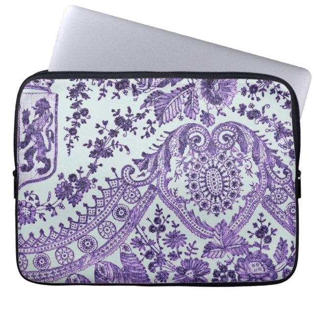 Housse Pour Ordinateur Portable Motif de dentelle florale pourpre (Devant)