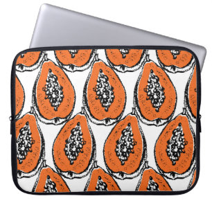 Housse Pour Ordinateur Portable Motif de dessin vintage Papaya Charcoal.