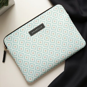 Housse Pour Ordinateur Portable Motif de diamants bleu clair chic