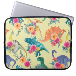 Housse Pour Ordinateur Portable Motif de dinosaures à l'aquarelle. Bal sans mer