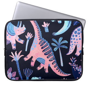 Housse Pour Ordinateur Portable Motif de dinosaures de bande dessinée mignon.