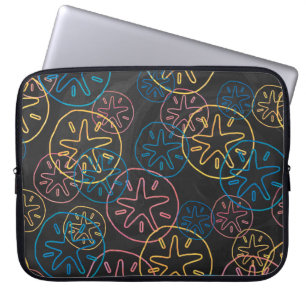 Housse Pour Ordinateur Portable Motif de dollars des sables colorés sur fond noir