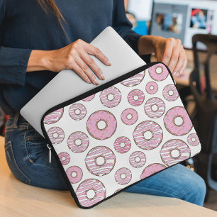 Housse Pour Ordinateur Portable Motif De Donuts, Donuts Roses, Saupoudrages