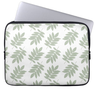 Housse Pour Ordinateur Portable Motif de feuille aînée vert+blanc