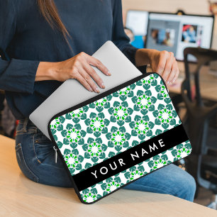 Housse Pour Ordinateur Portable Motif de feuille, feuilles vertes, votre nom