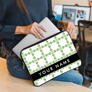 Housse Pour Ordinateur Portable Motif de feuille, feuilles vertes, votre nom