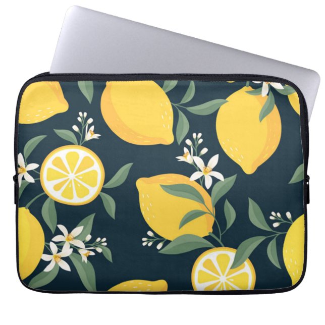 Housse Pour Ordinateur Portable Motif de feuille jaune citron (Devant)