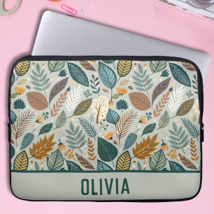 Housse Pour Ordinateur Portable Motif de feuilles botaniques élégant moderne