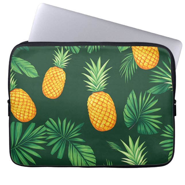 Housse Pour Ordinateur Portable Motif de feuilles d'ananas tropical (Devant)