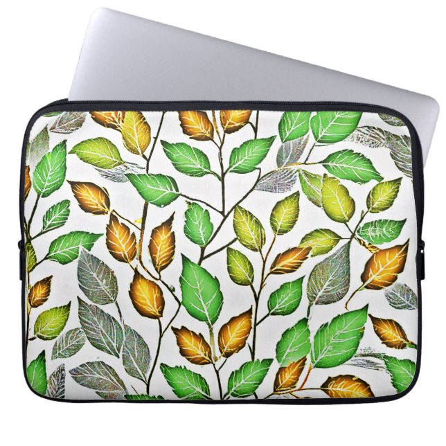 Housse Pour Ordinateur Portable Motif de feuilles vives chic (Devant)