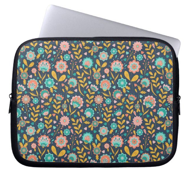 Housse Pour Ordinateur Portable Motif de fleur d'art populaire (Devant)