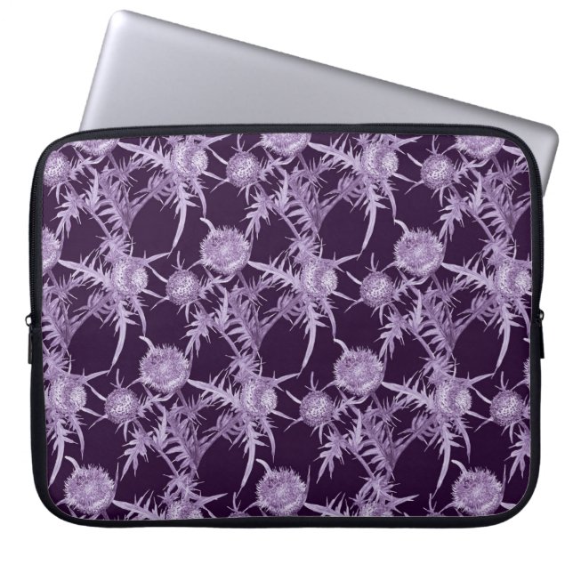 Housse Pour Ordinateur Portable Motif de fleur violette de chardon (Devant)