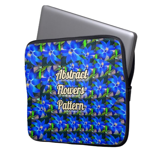 Housse Pour Ordinateur Portable Motif de fleurs bleues profondes (devant gauche)